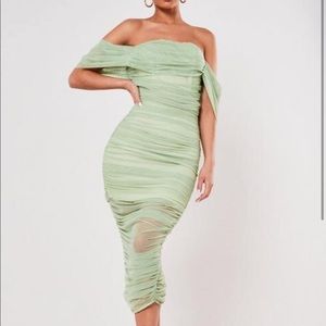 Green Ruched Bodycon Dress